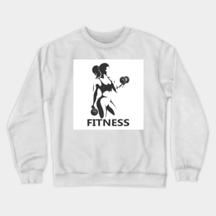 Fitness Monochrome logo. Girl with Dumbbells Crewneck Sweatshirt